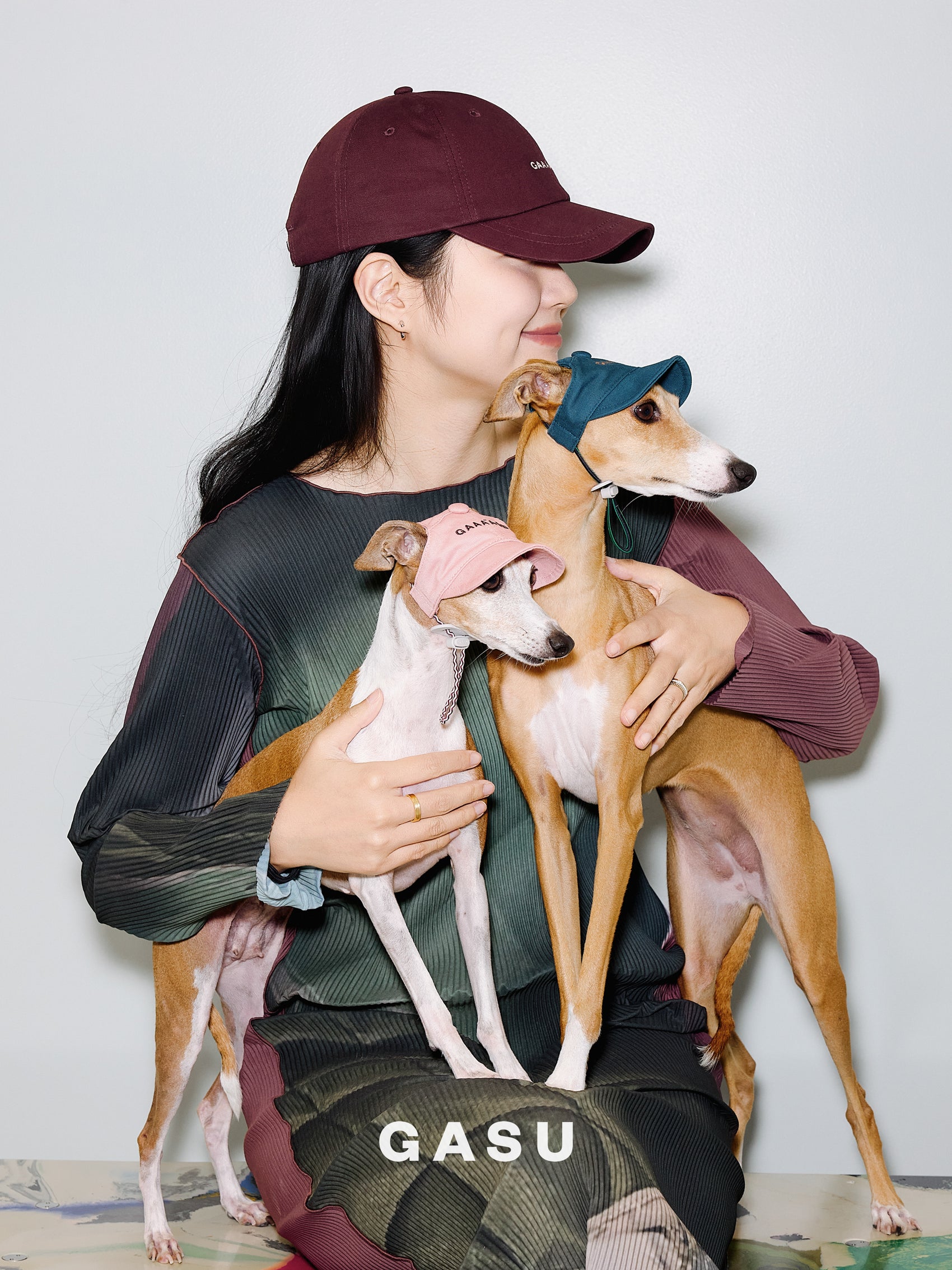 GASU Moi /  [4 Colors] Small Letters Embroidered Pet & Human Sunshade Baseball Cap