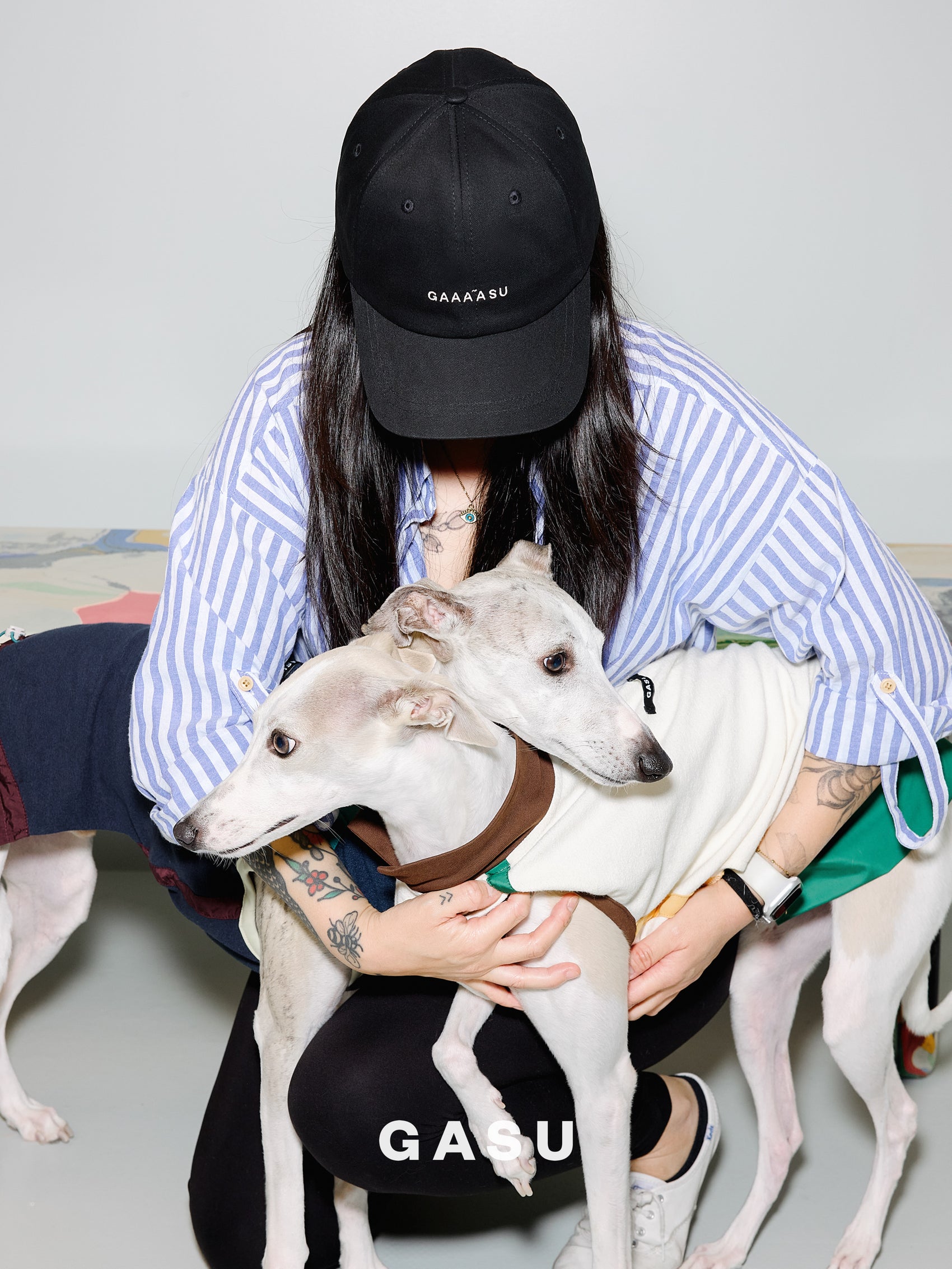 GASU Moi /  [4 Colors] Small Letters Embroidered Pet & Human Sunshade Baseball Cap