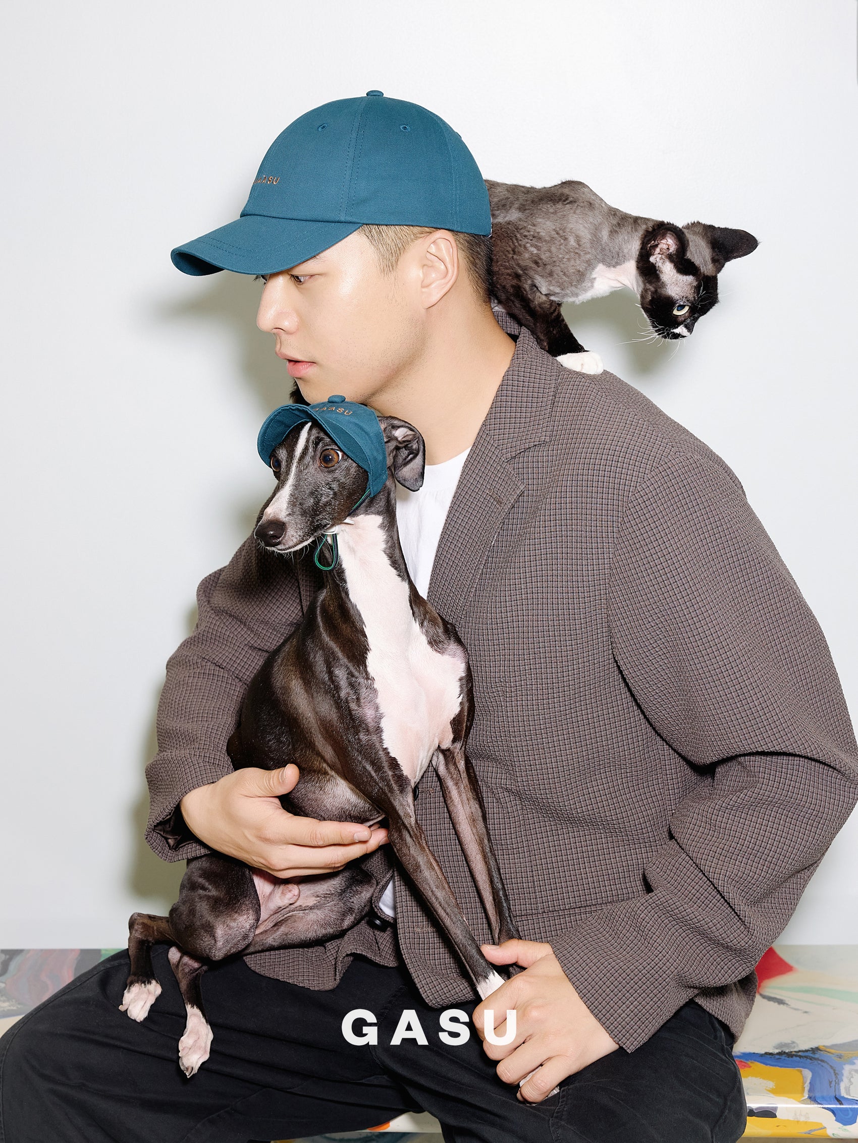 GASU Moi /  [4 Colors] Small Letters Embroidered Pet & Human Sunshade Baseball Cap