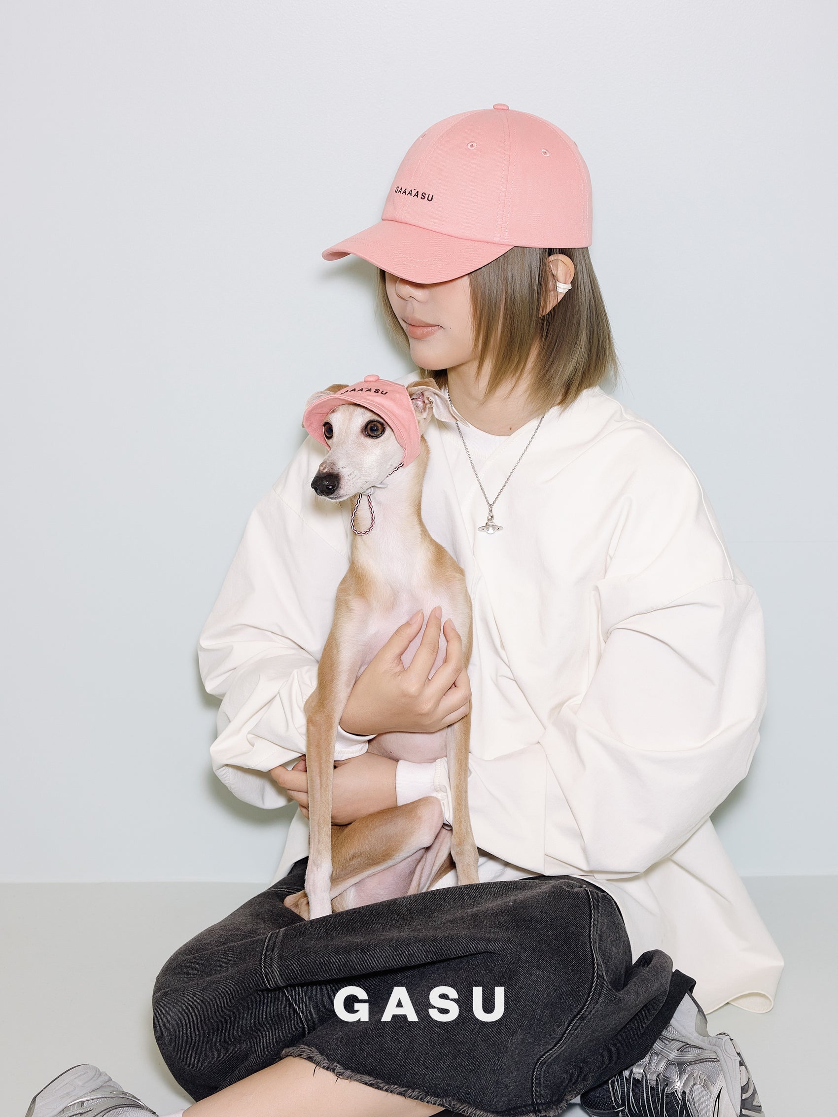 GASU Moi /  [4 Colors] Small Letters Embroidered Pet & Human Sunshade Baseball Cap