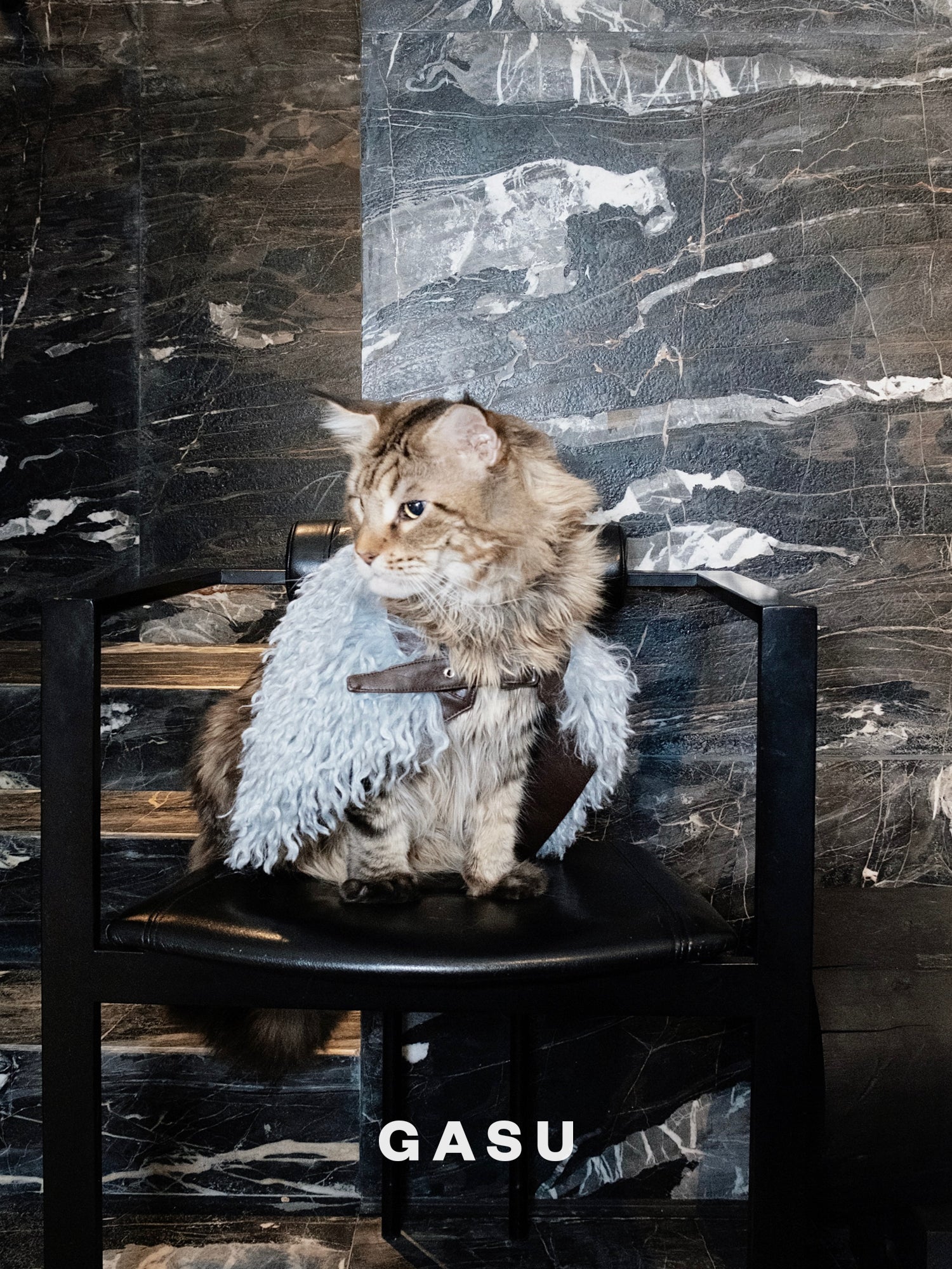 GASU Couronne / [3 Colors] Handcrafted Faux Fur Leather Cloak