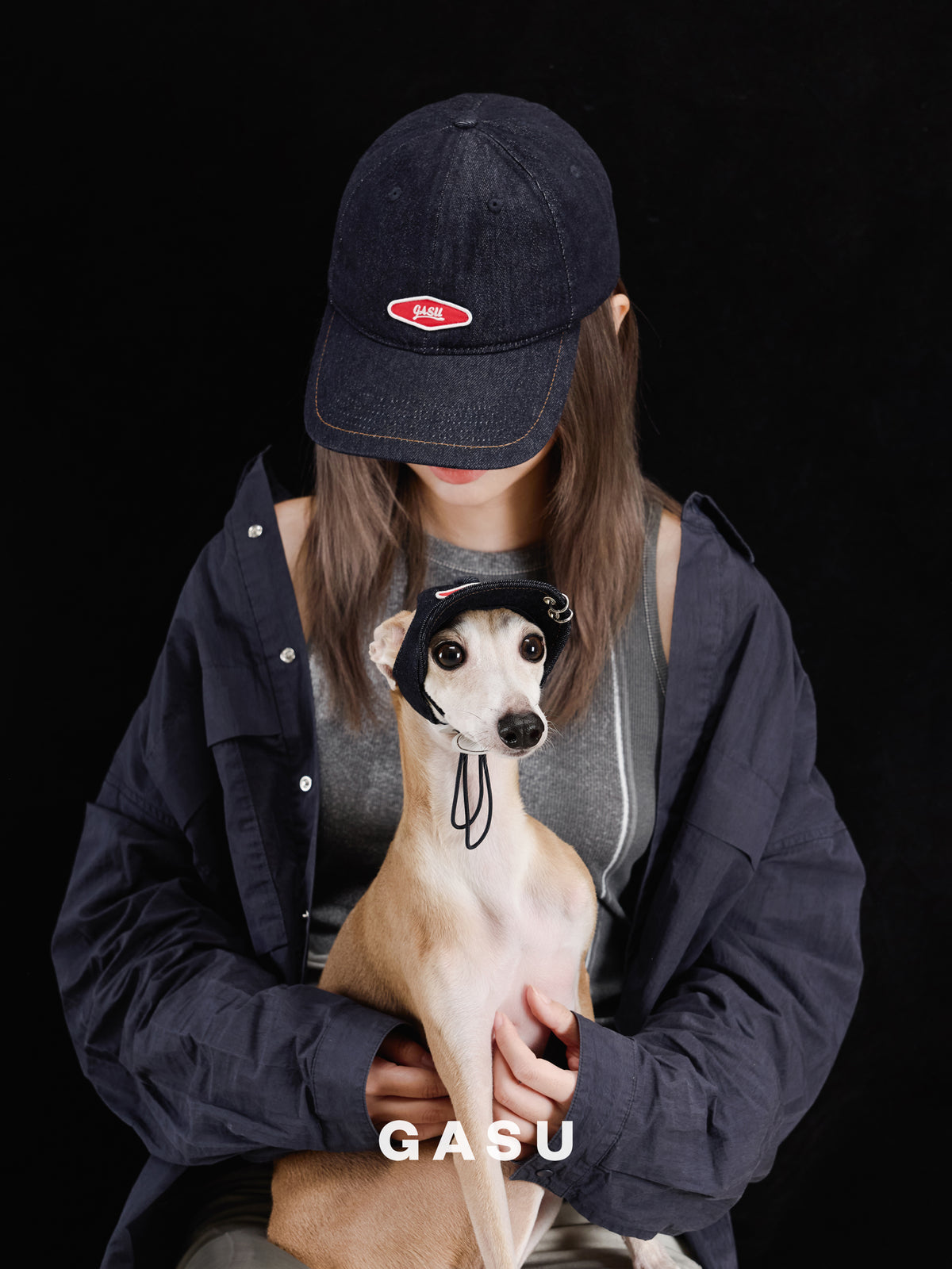 GASU Moi /  [Navy Demin] Pets & Human Vintage Demin Baseball Cap