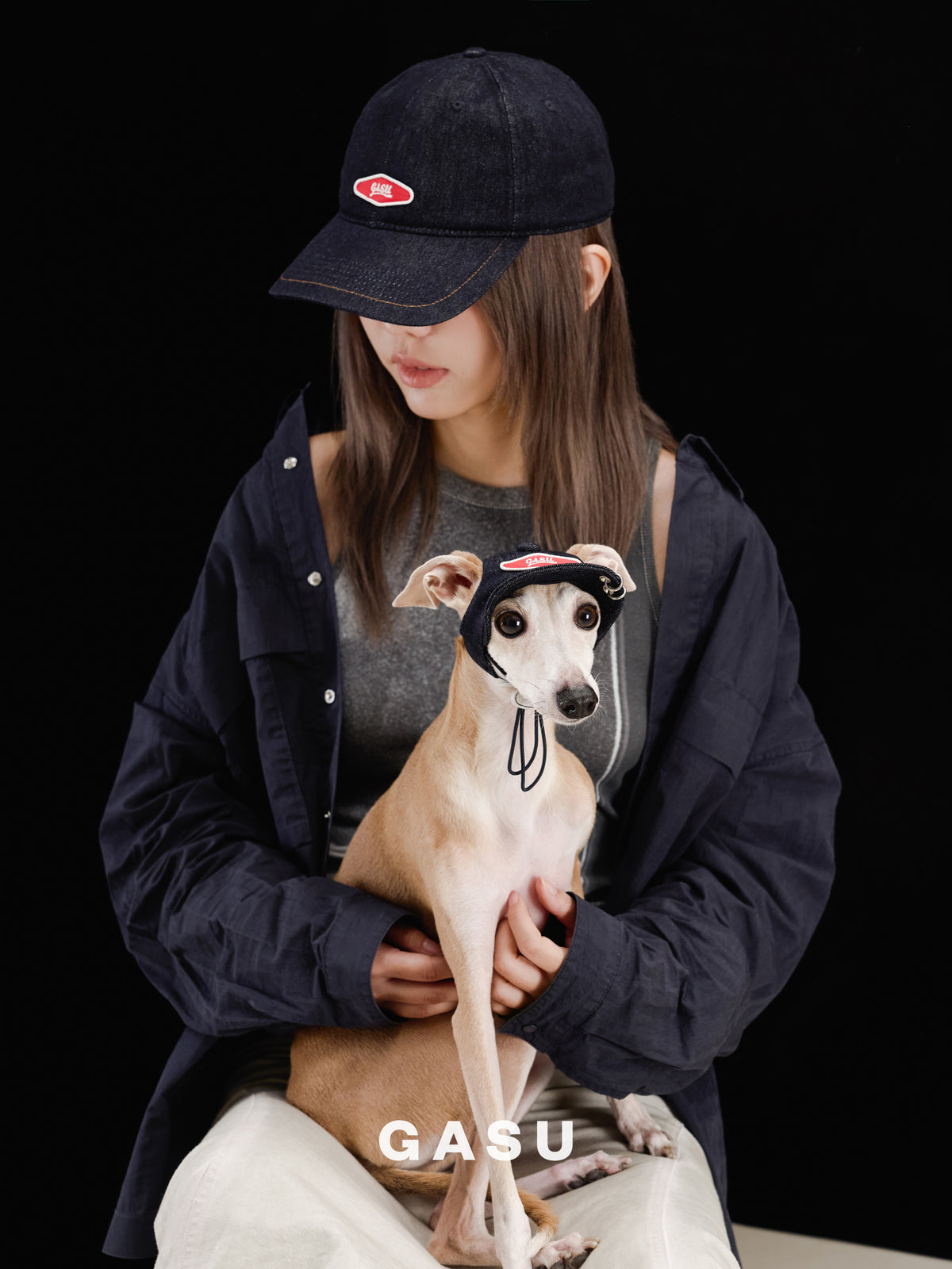 GASU Moi /  [Navy Demin] Pets & Human Vintage Demin Baseball Cap
