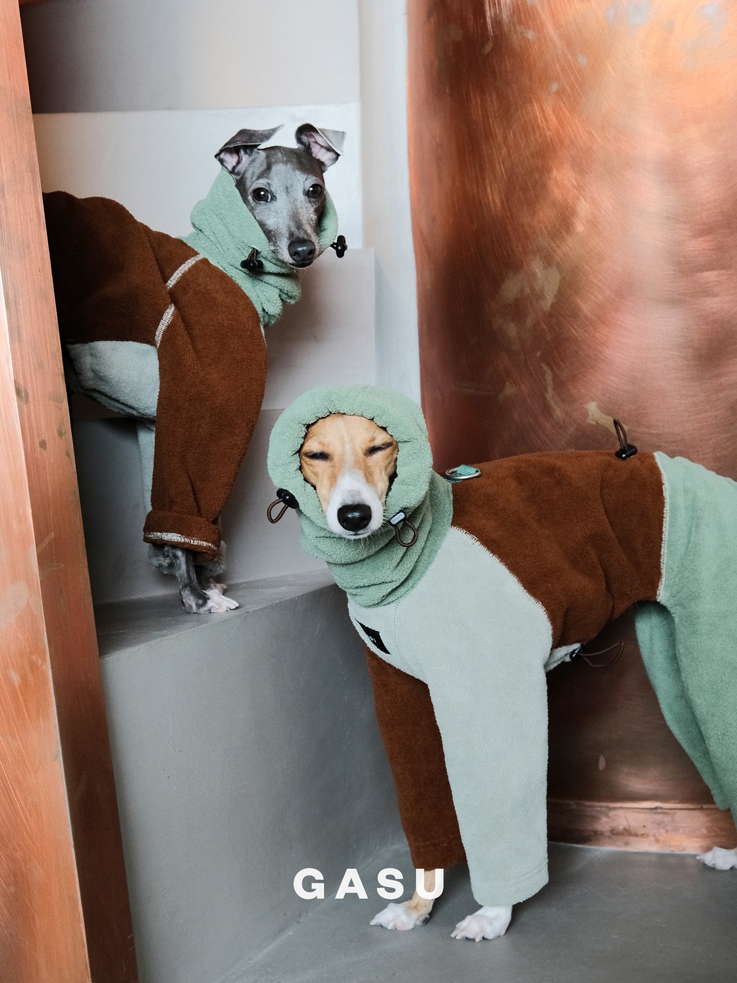 GASU Soleil CAKE JUMPSUIT / [Matcha Chocolate Cake] Anti-static Fabric Adjustable 4-Leg Fleece Jumpsuit