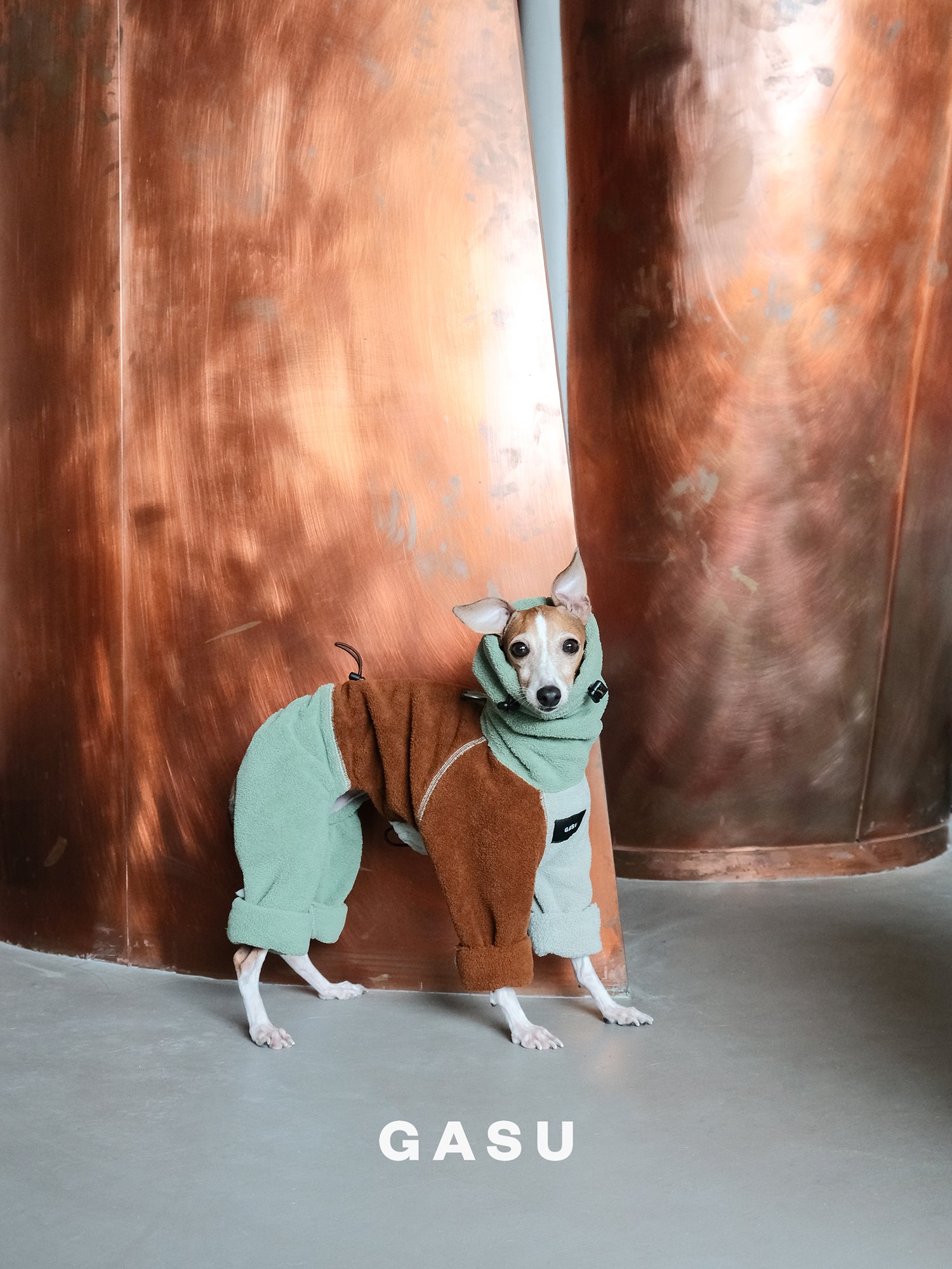 GASU Soleil CAKE JUMPSUIT / [Matcha Chocolate Cake] Anti-static Fabric Adjustable 4-Leg Fleece Jumpsuit