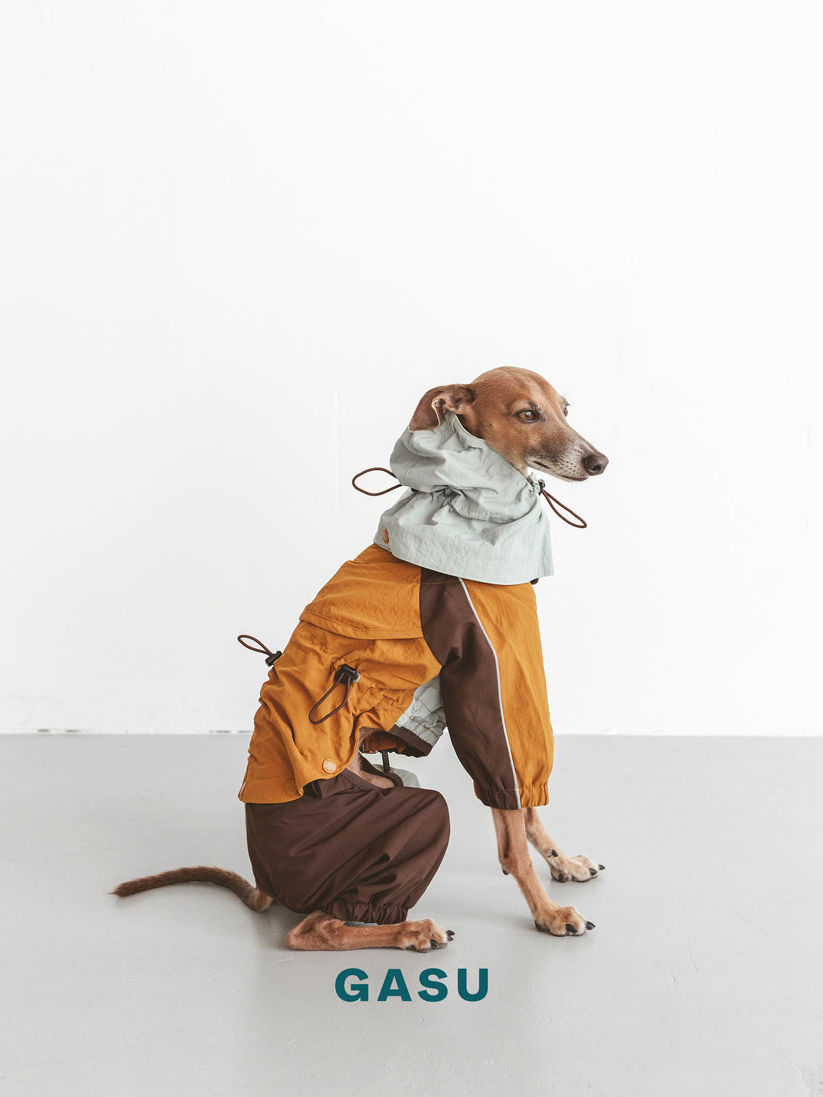 GASU Vautrer / [Mint Toffee] Detachable 4-Leg Raincoat / Windbreaker Jacket