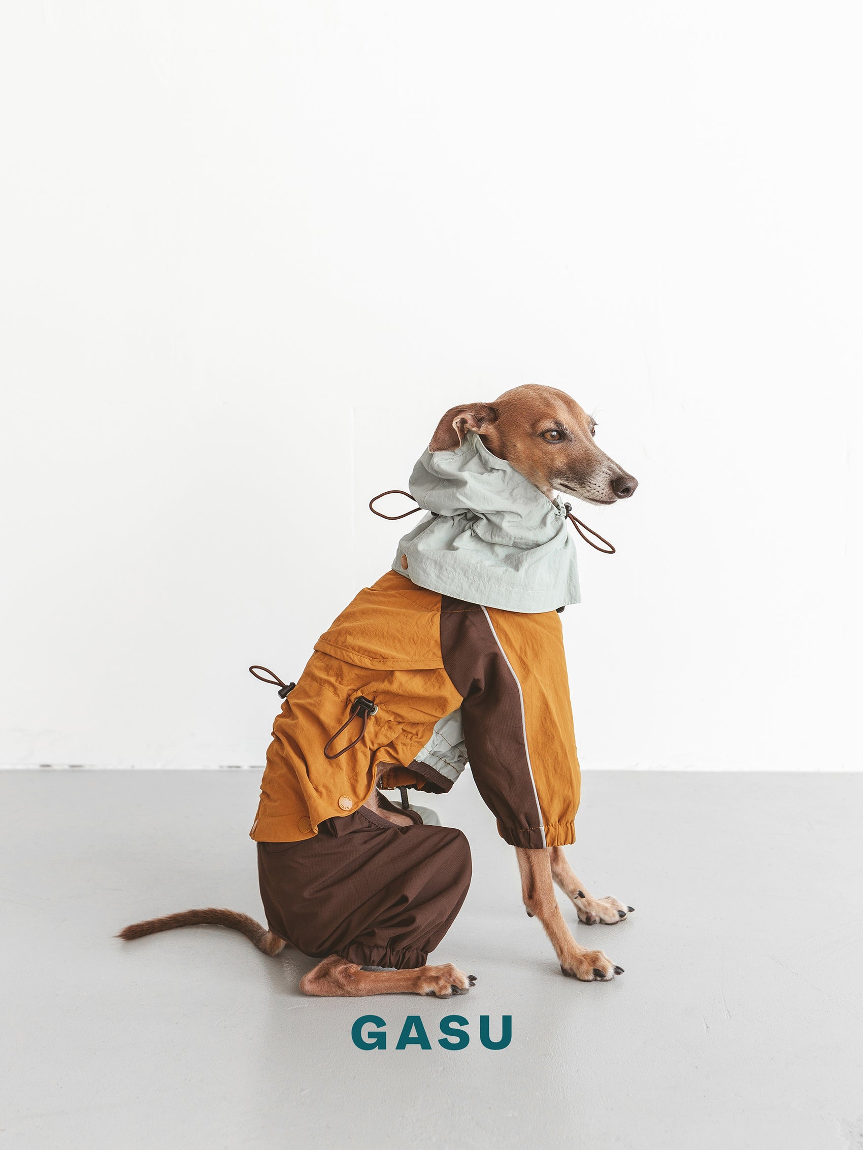 GASU Vautrer / [Mint Toffee] Detachable 4-Leg Raincoat / Windbreaker Jacket