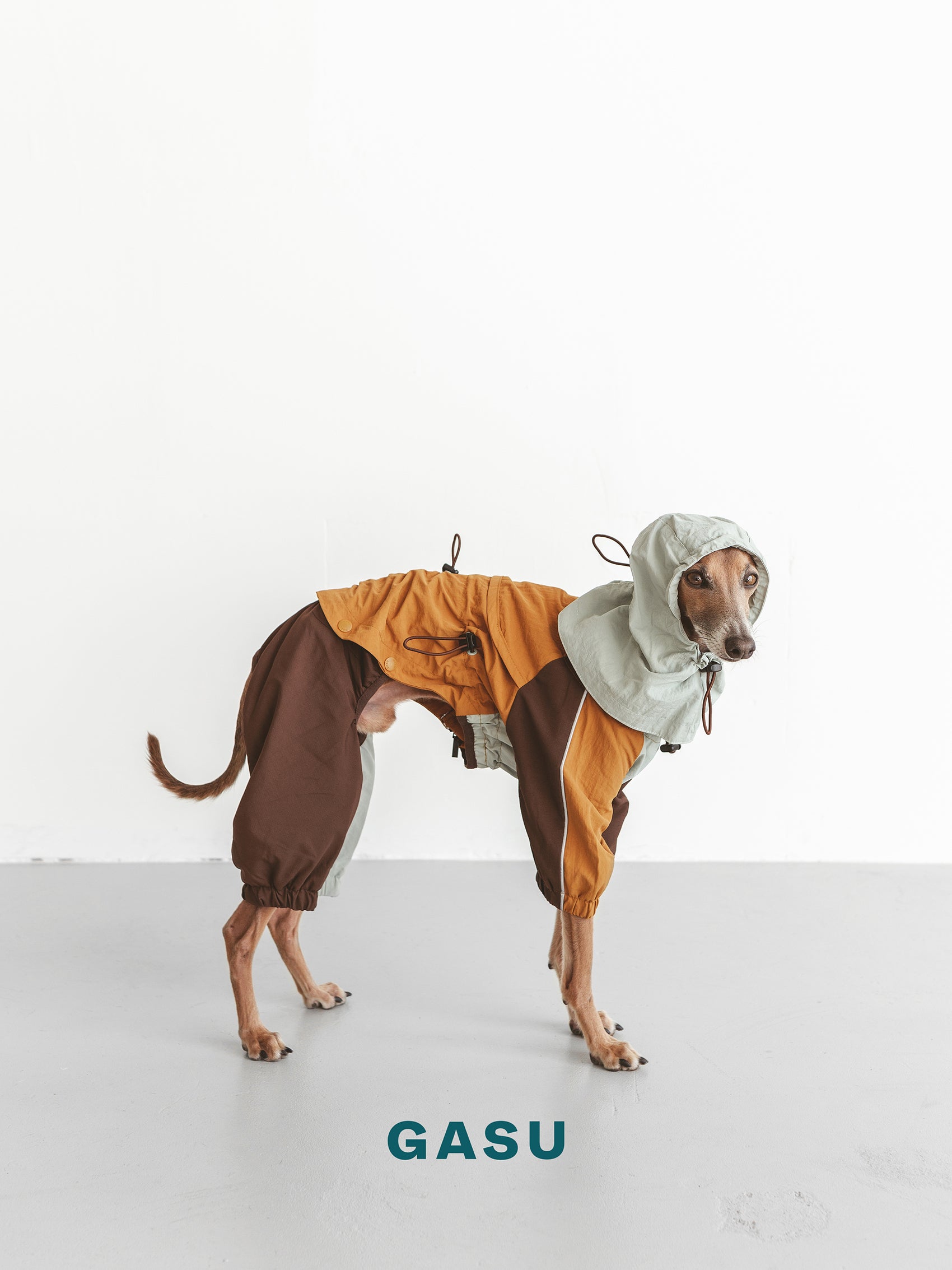 GASU Vautrer / [Mint Toffee] Detachable 4-Leg Raincoat / Windbreaker Jacket