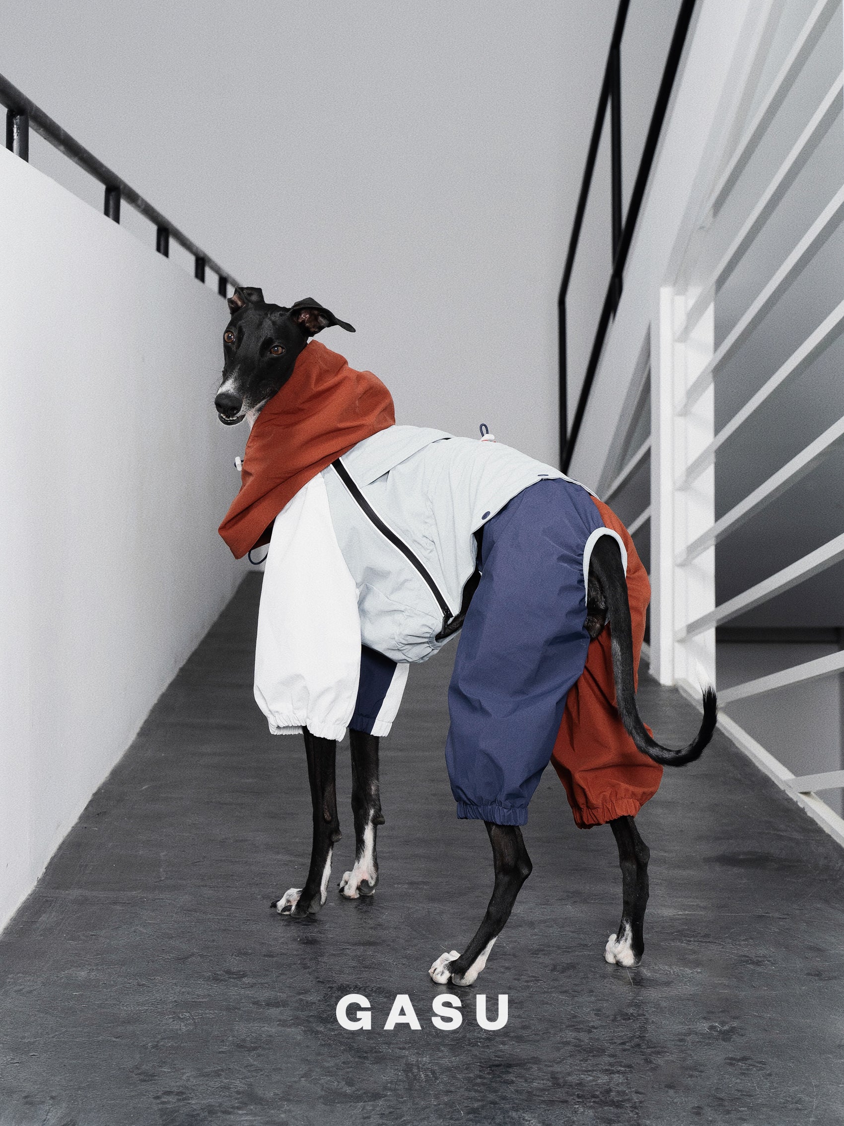 GASU Vautrer / [Brick Blue] Strong Waterproof Detachable 4-Leg Raincoat / Windbreaker Jacket