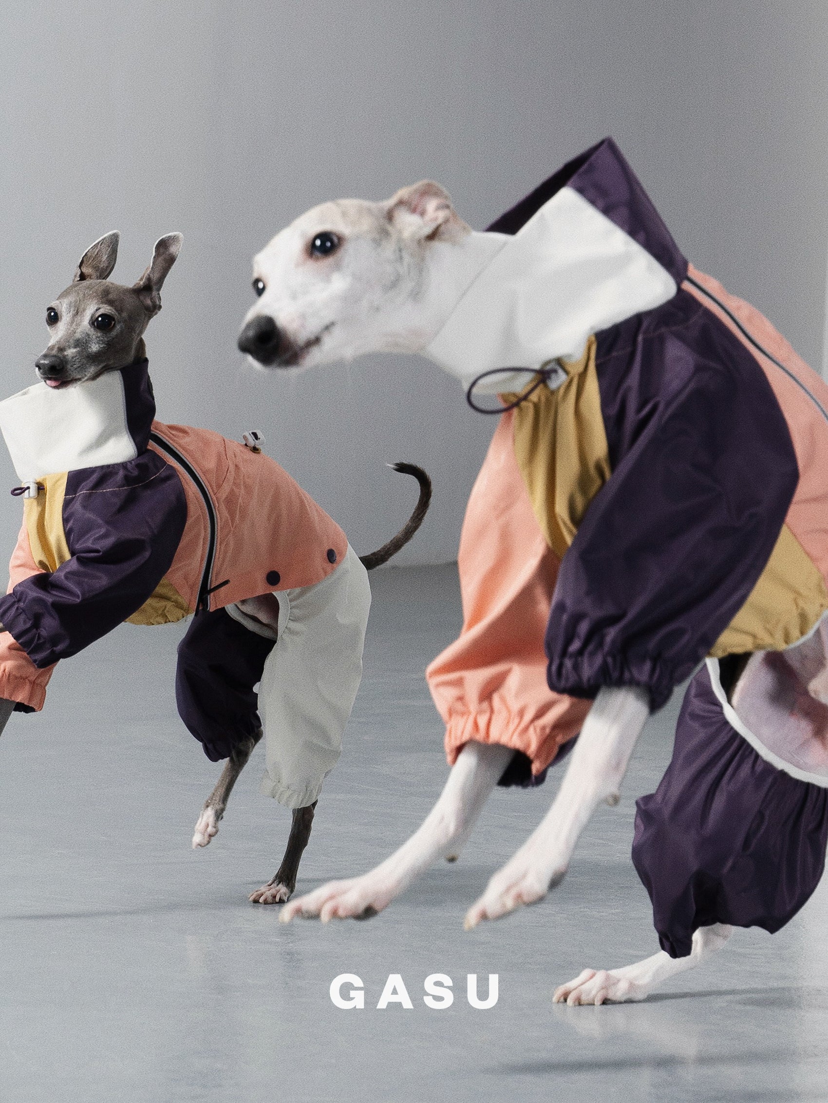 GASU Vautrer / [Peach Khaki] Strong Waterproof Detachable 4-Leg Raincoat / Windbreaker Jacket