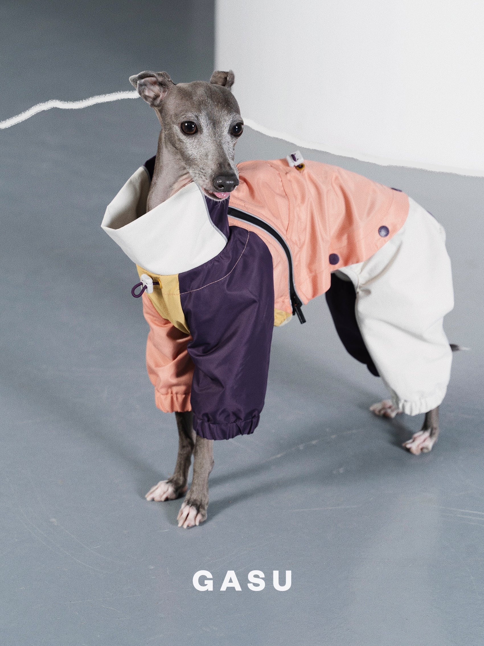 GASU Vautrer / [Peach Khaki] Strong Waterproof Detachable 4-Leg Raincoat / Windbreaker Jacket