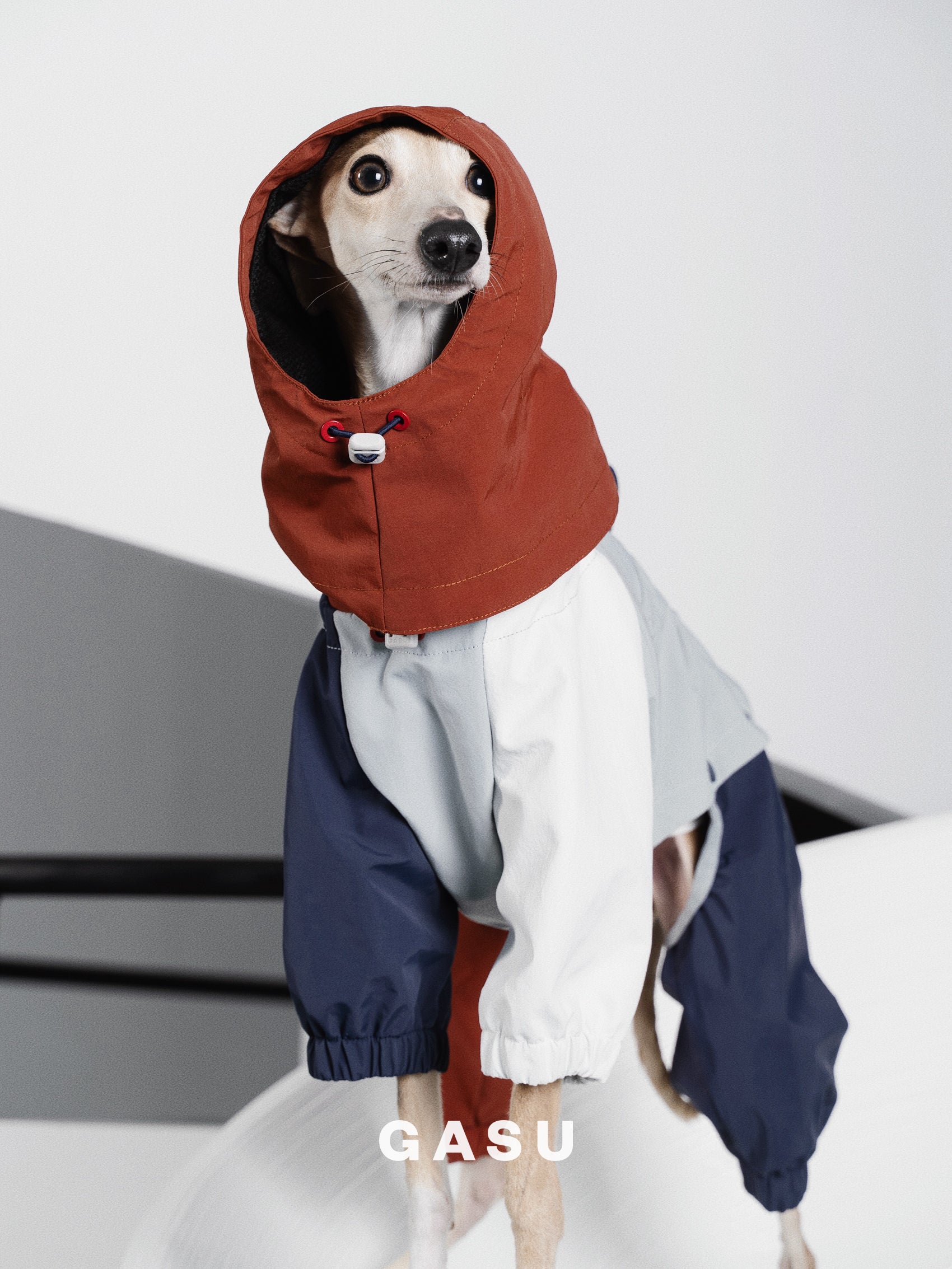GASU Vautrer / [Brick Blue] Strong Waterproof Detachable 4-Leg Raincoat / Windbreaker Jacket