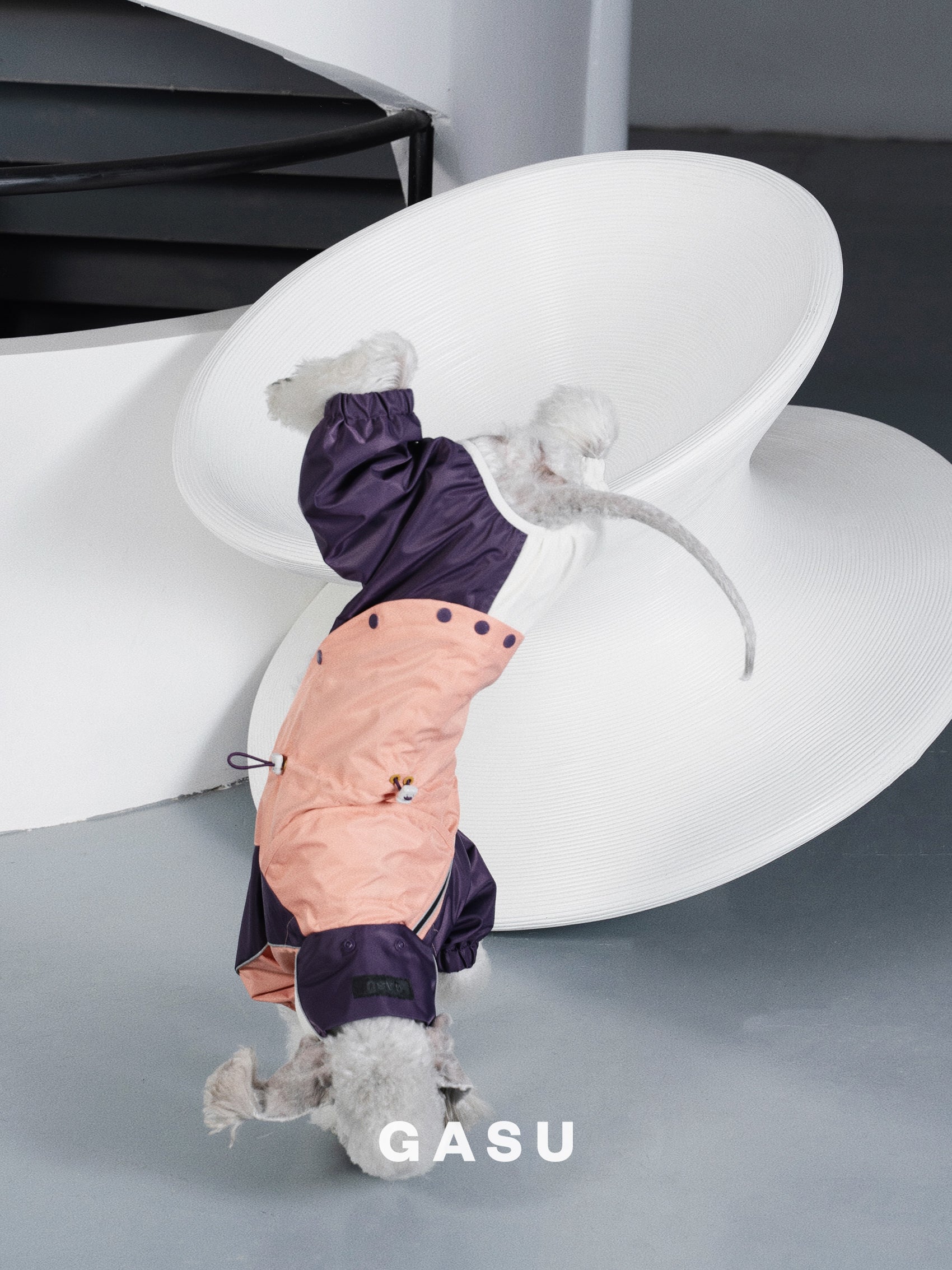 GASU Vautrer / [Peach Khaki] Strong Waterproof Detachable 4-Leg Raincoat / Windbreaker Jacket