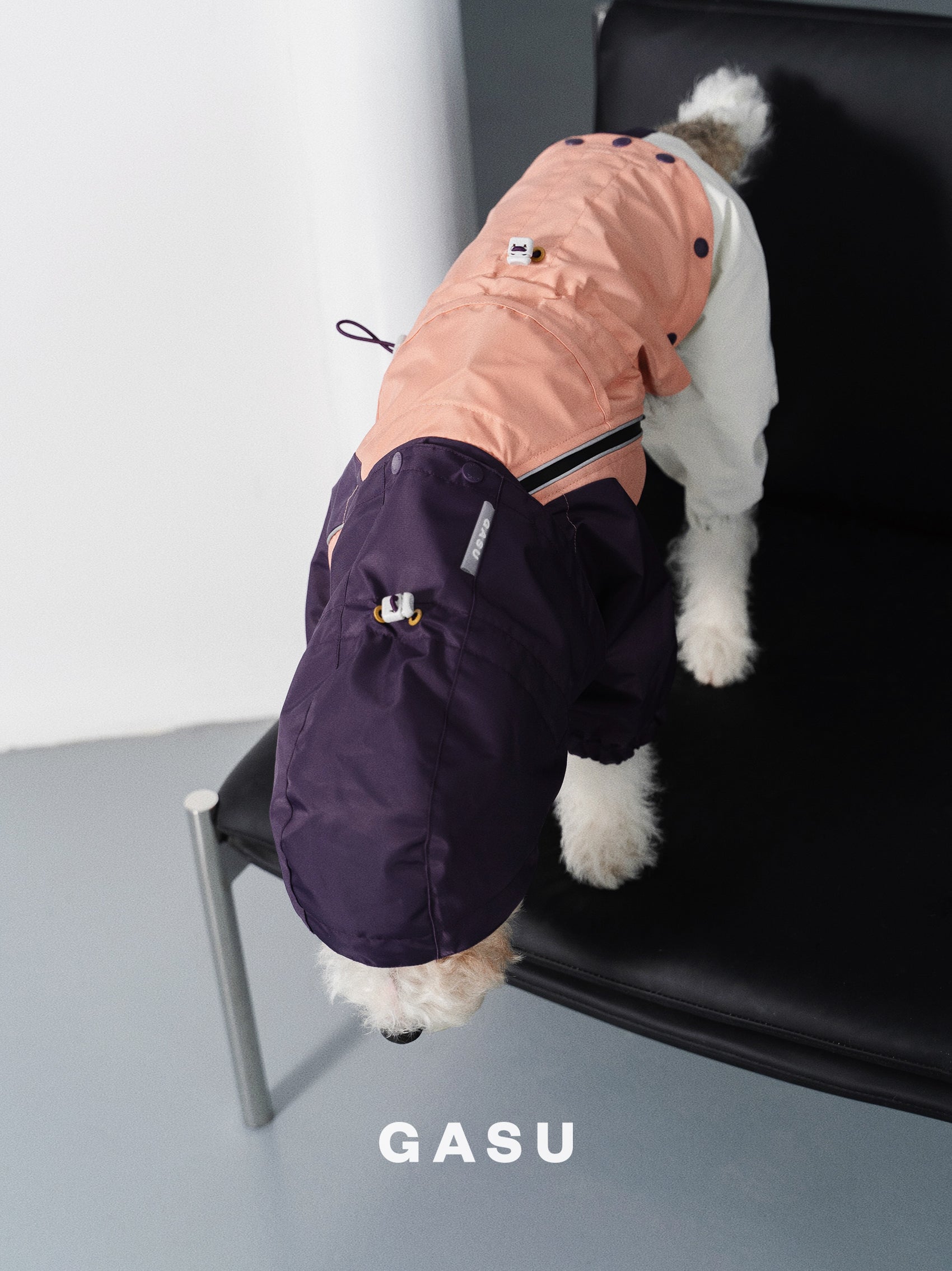 GASU Vautrer / [Peach Khaki] Strong Waterproof Detachable 4-Leg Raincoat / Windbreaker Jacket