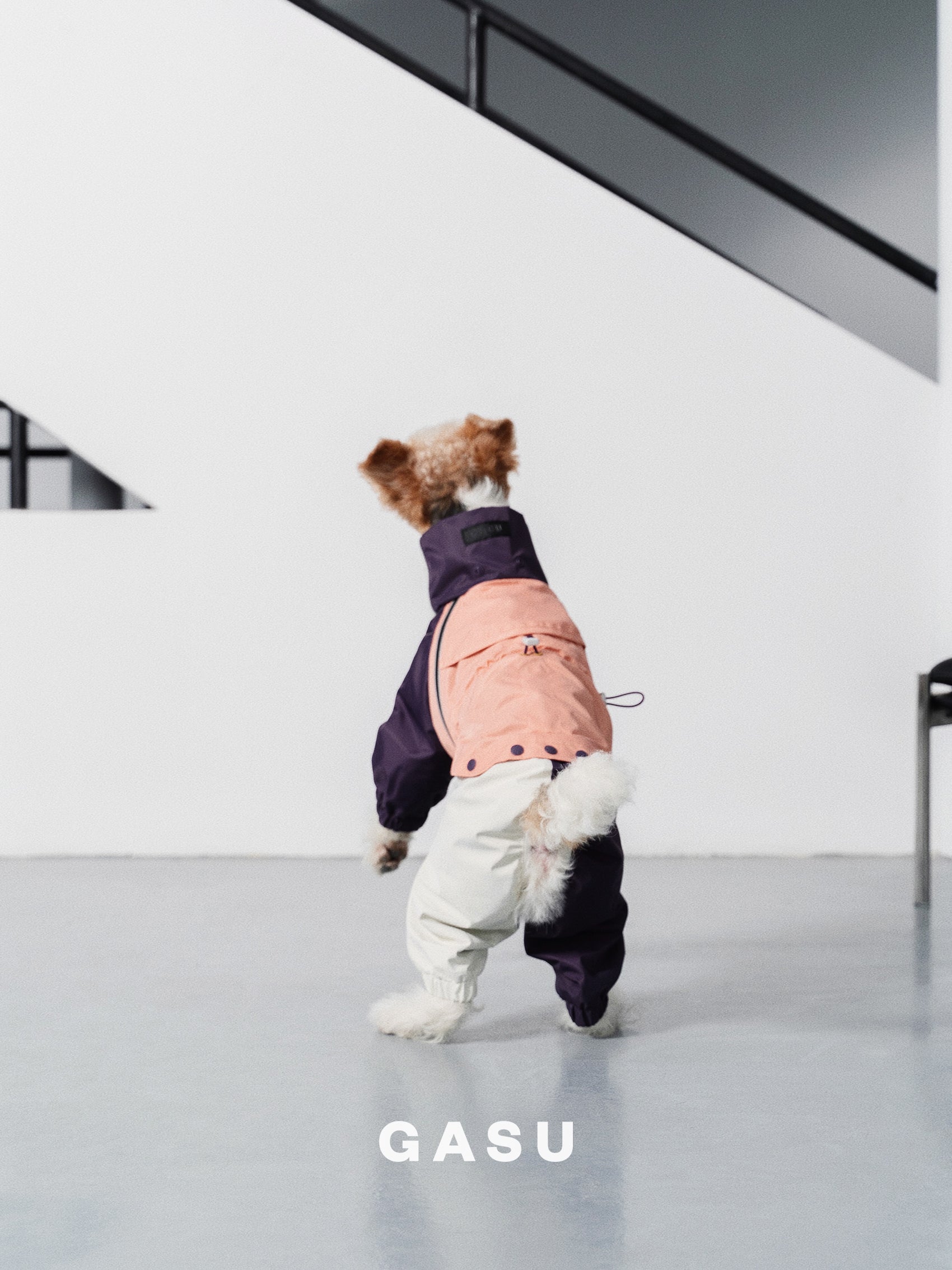 GASU Vautrer / [Peach Khaki] Strong Waterproof Detachable 4-Leg Raincoat / Windbreaker Jacket