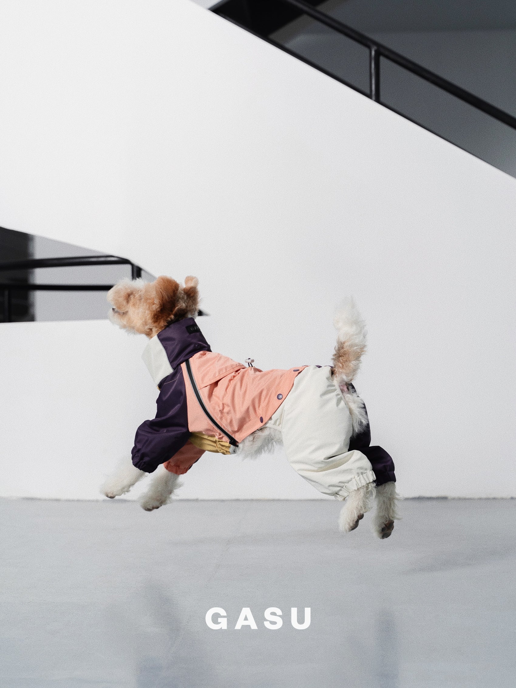 GASU Vautrer / [Peach Khaki] Strong Waterproof Detachable 4-Leg Raincoat / Windbreaker Jacket