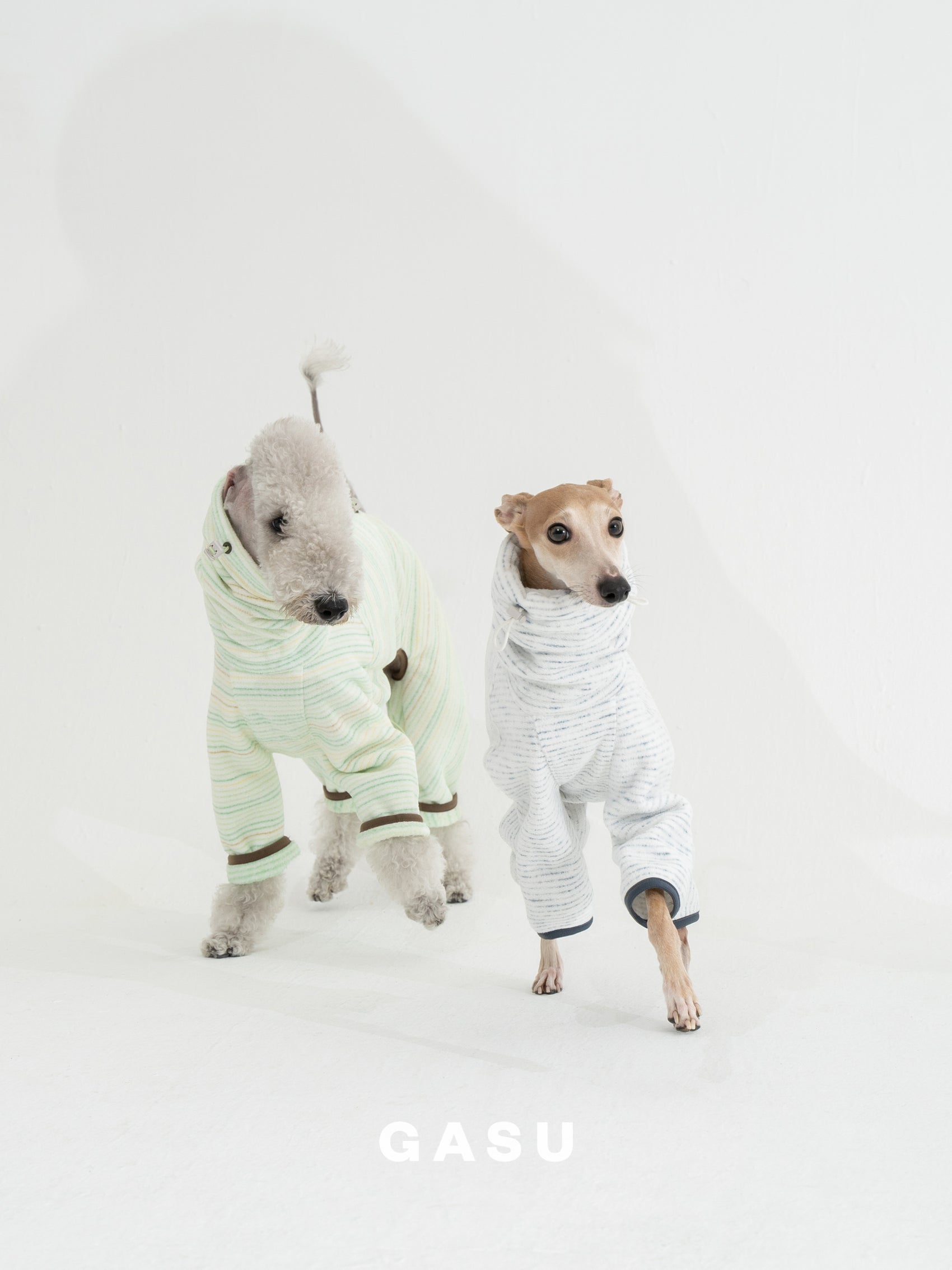 GASU Soleil / [Stone Indigo] Permanent Anti-static Fabric Adjustable 4-Leg Fleece Technologically Warming Jumpsuit