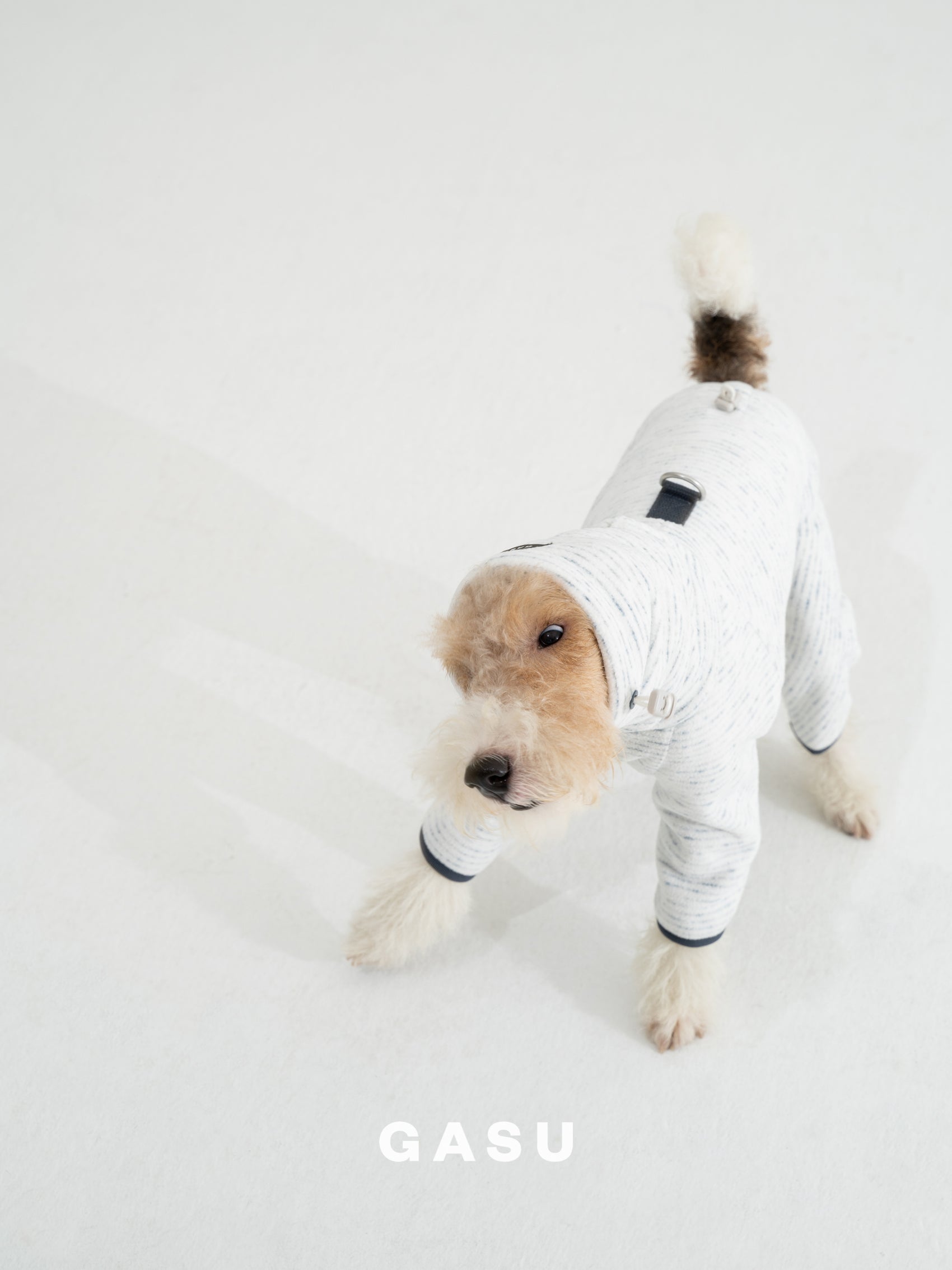 GASU Soleil / [Stone Indigo] Permanent Anti-static Fabric Adjustable 4-Leg Fleece Technologically Warming Jumpsuit