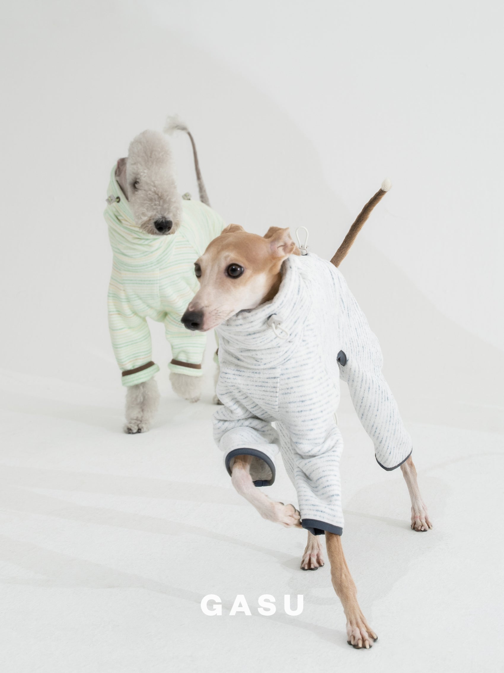 GASU Soleil / [Stone Indigo] Permanent Anti-static Fabric Adjustable 4-Leg Fleece Technologically Warming Jumpsuit