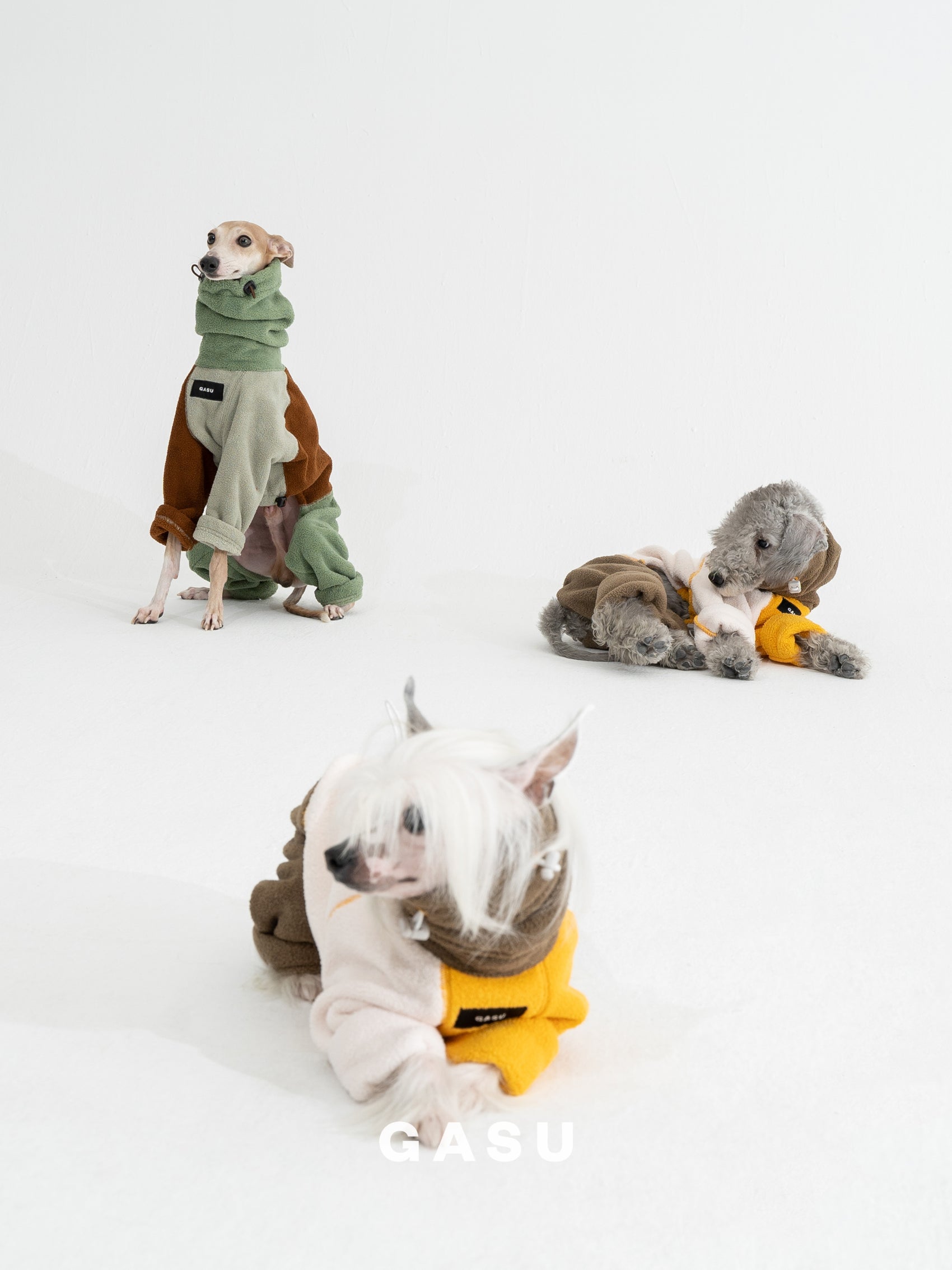 GASU Soleil CAKE JUMPSUIT / [Matcha Chocolate Cake] Anti-static Fabric Adjustable 4-Leg Fleece Jumpsuit