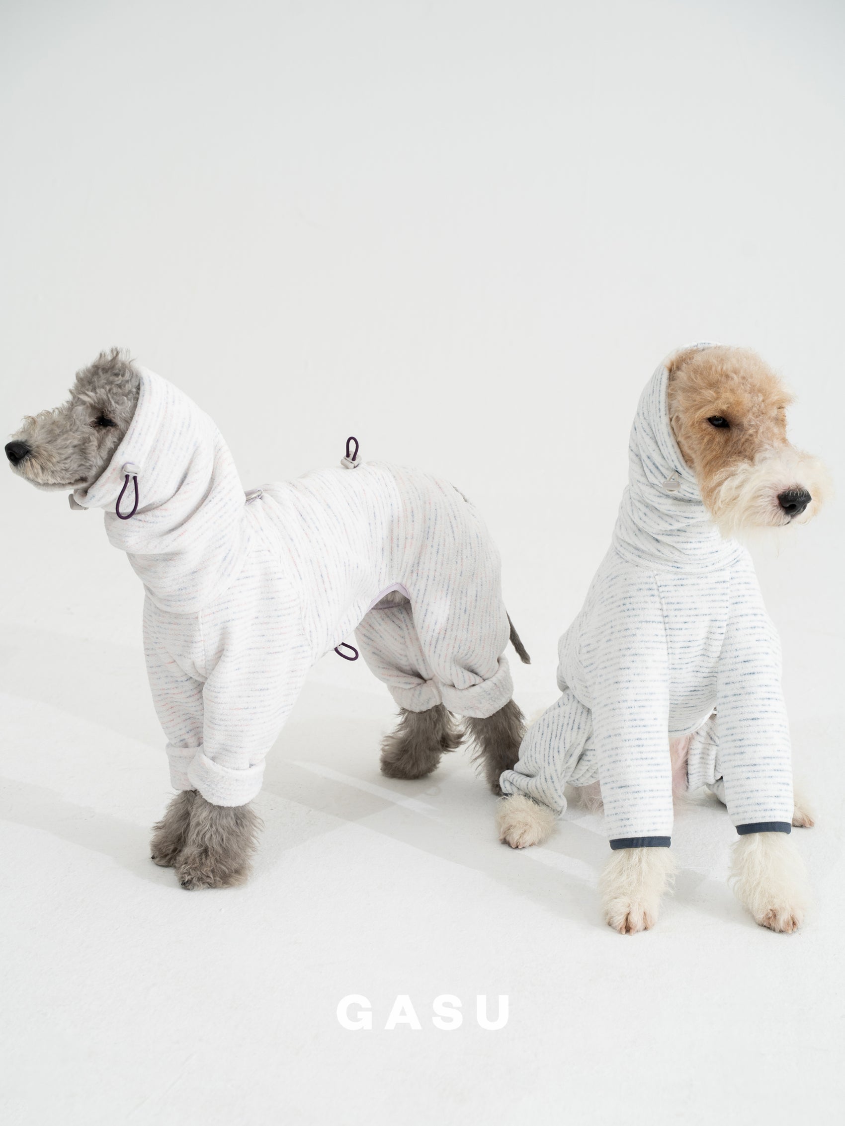 GASU Soleil / [Stone Indigo] Permanent Anti-static Fabric Adjustable 4-Leg Fleece Technologically Warming Jumpsuit